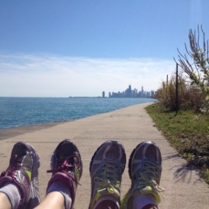 My running partner and I learned to enjoy the journey - right up to the minutes before the race -  by soaking in the beautiful Chicago skyline.