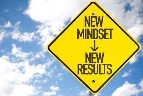 Yellow sign says New Mindset New Results