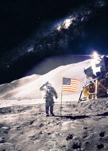 astronaut walking on moon