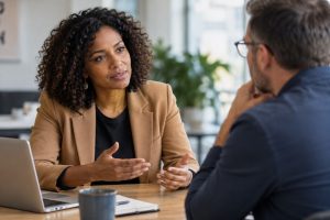 Face to face conversation between two individuals. 